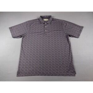 Donald Ross Polo Shirt Mens XL Black Pink Blue Floral Performance Golf Stretch